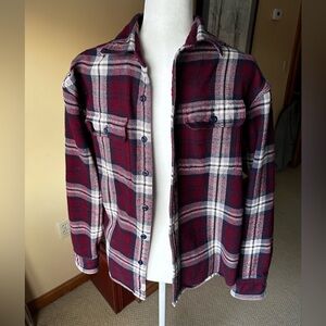 American Eagle Thick Red and White Plaid Flannel Sz S